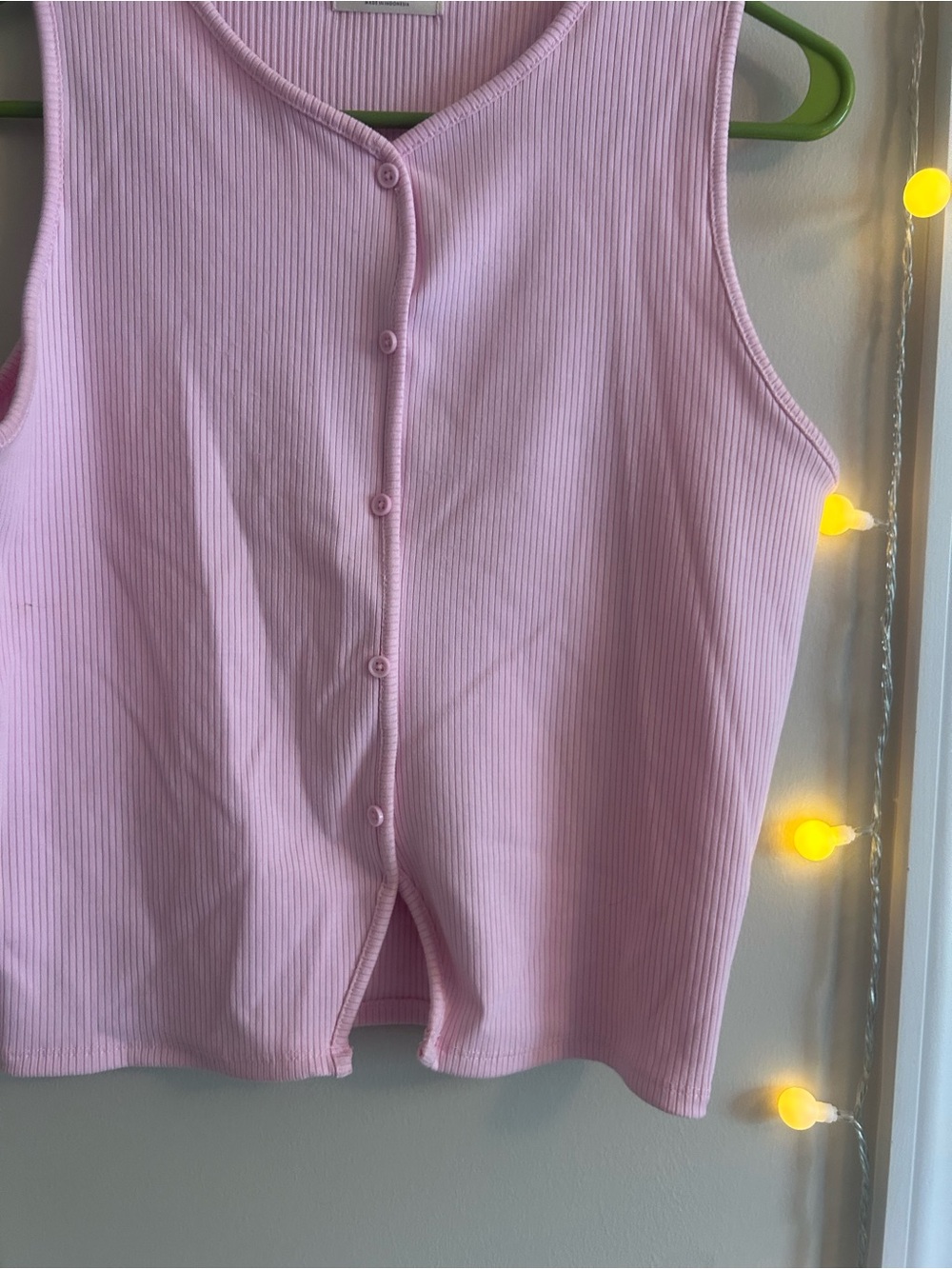 Pink Ribbed Button Front Tank - Picture 3 of 3